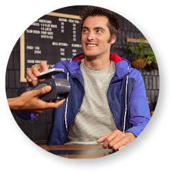 Cardholder paying with mobile wallet