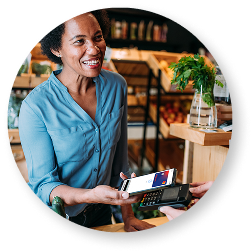 Cardholder paying with mobile wallet